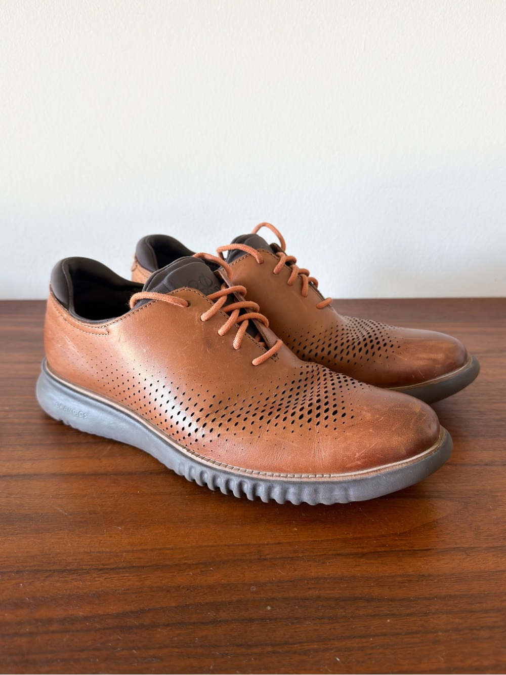 Cole Haan Men's 8.5M 2.ZEROGRAND Brown Leather Wingtip Oxford Shoes C25351